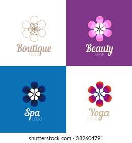 Vector Logo Design. Flower. Beauty. Yoga. Gardening Shop