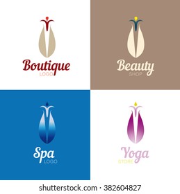 Vector Logo Design. Flower. Beauty. Yoga. Gardening Shop