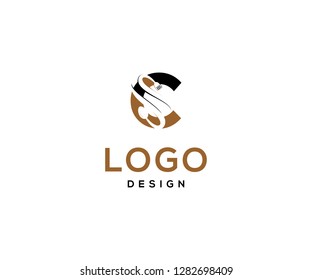 Vector logo design, food and drink icon, initials c s