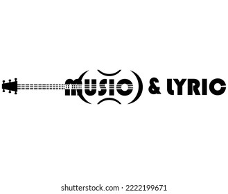 vector logo design in the form of a guitar that reads "music dan lyrics" that can be used for music cover logos