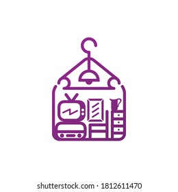 Vector logo design in the form of a house with a coat hanger on the roof.