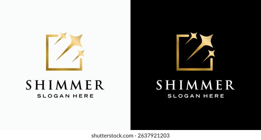 Vector logo design of frame with orbit stars in modern, simple, clean and abstract style. Icon for business, astronomy and personal branding.