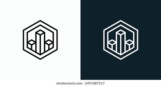 Diseño de logotipo de Vector de forma hexagonal geométrica con efecto tridimensional estilo moderno, simple, limpio y abstracto.