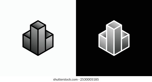 Diseño del logotipo del Vector del gráfico geométrico del crecimiento de la forma del hexágono con el estilo moderno, simple, limpio y abstracto del efecto tridimensional.