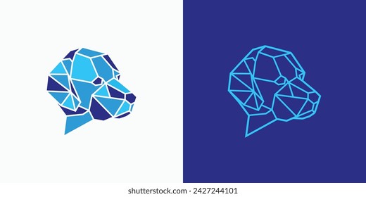 Vector logo design geometric polygonal dog head silhouette illustration.