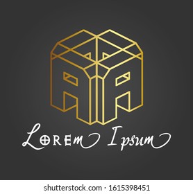 vector logo design Gold initial letter "A" on an elegant black background for a business brand