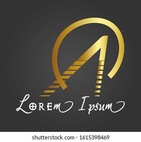 vector logo design Gold initial letter "A" on an elegant black background for a business brand
