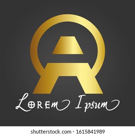 vector logo design Gold initial letter "A" on an elegant black background for a business brand