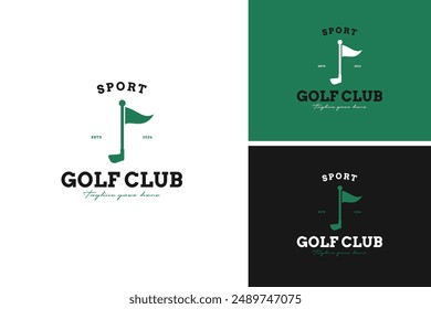 Vector logo design of golf with flag illustration template idea