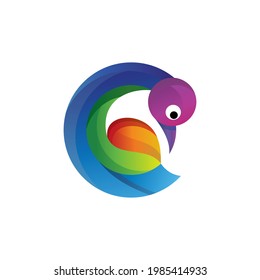 Vector Logo Design Goose with colorful gradient