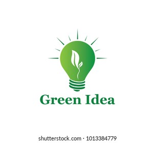 vector logo design for green energy, green light bulb idea, renewable power, future modern agriculture