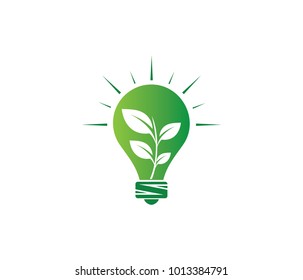 vector logo design for green energy, green light bulb idea, renewable power, future modern agriculture