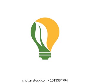 vector logo design for green energy, green light bulb idea, renewable power, future modern agriculture