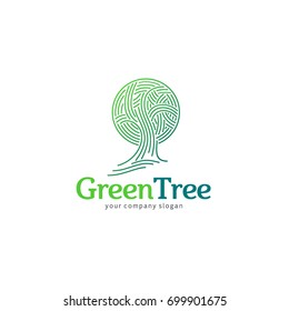 Vector logo design. Green tree