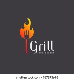 Vector logo design grill restaurant