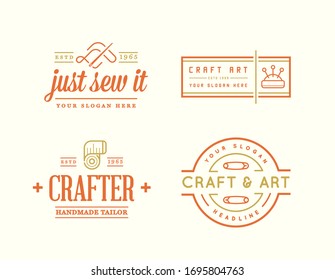 Vector Logo Design. Handmade, DIY, Craft, Tailoring and Knitting. 