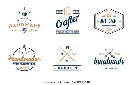Vector Logo Design. Handmade, DIY, Craft, Tailoring And Knitting. 