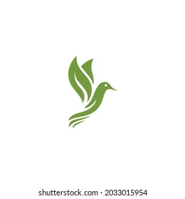 diseño de logotipo vectorial hojas de pájaro aladas a mano paloma