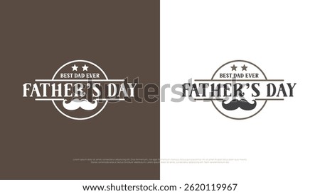 Vector logo design for Happy Father's Day, hand lettering with star and mustache decoration