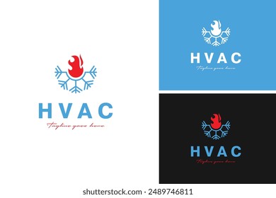 Vector logo design heating and cooling illustration template idea