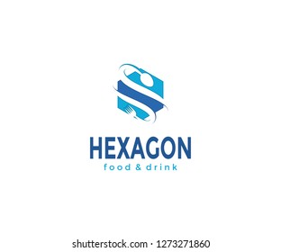 Vector logo design, hexagon icon and food, drink