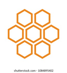 vector logo design hexagon symbol of the honeycomb orange color