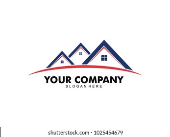 vector logo design of home real estate, hotel resort stay, house rental and mortgage