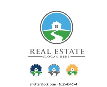 vector logo design of home real estate, hotel resort stay, house rental and mortgage