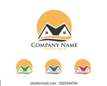 vector logo design of home real estate, hotel resort stay, house rental and mortgage