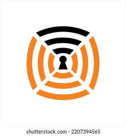 Vector logo design of Hotspot signal sign with keyhole.