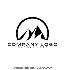 Vector logo design of iceberg silhouette with half circle.