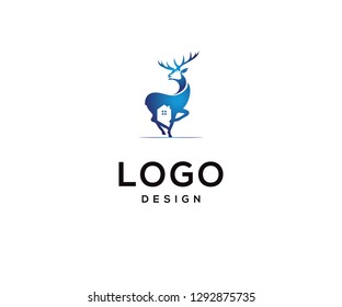 Vector logo design, icon deer and home