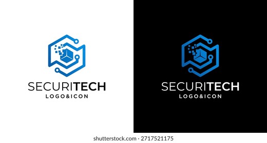 Caja de tecnología de sistema digital de icono de diseño de logotipo de Vector