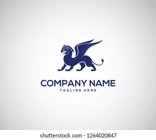 Vector logo design icon, lion has a bird's wing, has a bird's head