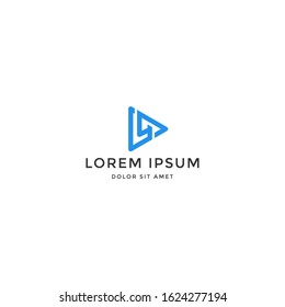 Vector logo design icon. Media, play button, triangle. Modern style