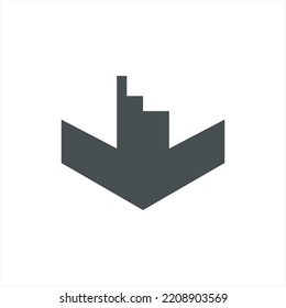 Icono de diseño del logotipo vector para el símbolo de la escalera inferior.