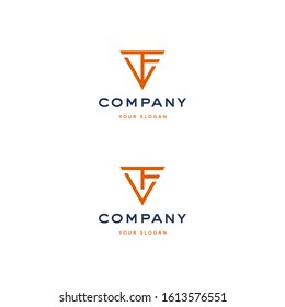 Vector logo design icon. TF letter, initial. Modern simple style