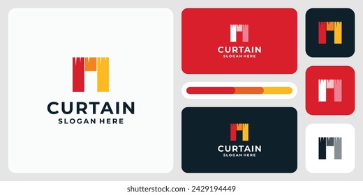 Vector logo design illustration of abstract curtain shape.