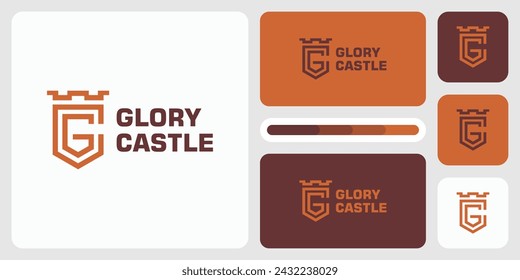 Vector logo design illustration of an abstract fort line with the initials of the letters G C in the shape of a shield.