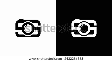 Vector logo design illustration of an abstract camera shape with the initials letters S and O as lenses.