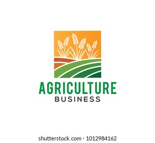 Vector Logo Design Illustration Of Agriculture Business, Tractor Farm, Soil Farm, Crop Field, Pasture, Milk, Barn,