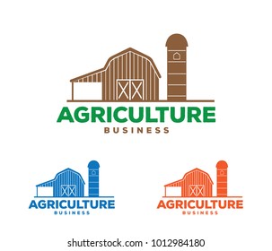 vector logo design illustration of agriculture business, tractor farm, soil farm, crop field, pasture, milk, barn,