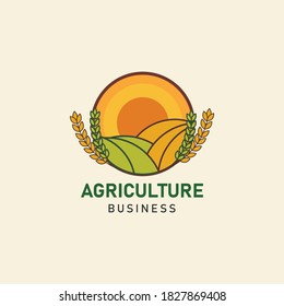 Vector logo design illustration of agriculture business, Nature Industry Logo symbol.