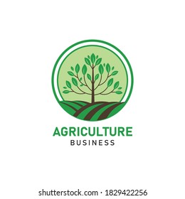 Vector logo design illustration of agriculture business, Nature Industry Logo symbol.