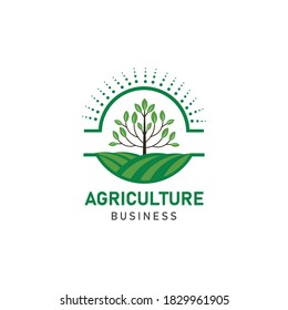 Vector logo design illustration of agriculture business, Nature Industry Logo symbol.