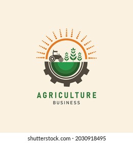 Vector Logo Design Illustration Of Agriculture Business, Nature Industry Logo Symbol.