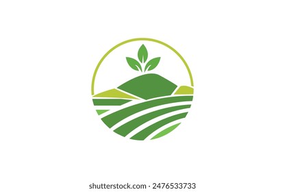 vector logo design illustration of agriculture business, tractor farm, soil farm, crop field, pasture, milk, barn, Emblem, Design Concept, Creative Symbol, Icon