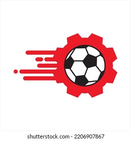 Vektor Logo Design Illustration von Ball und Gang in schnellem Konzept.