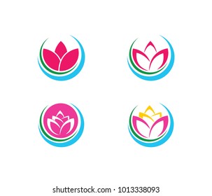 vector logo design illustration of beauty wellness center, lotus women spa and yoga, meditation spirit