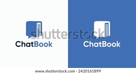 Vector logo design illustration combined of chat bubble and book.
